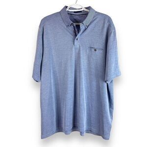 Age of Wisdom Polo Shirt Mens XL‎ Blue Short Sleeve Modal Polyester Stretch